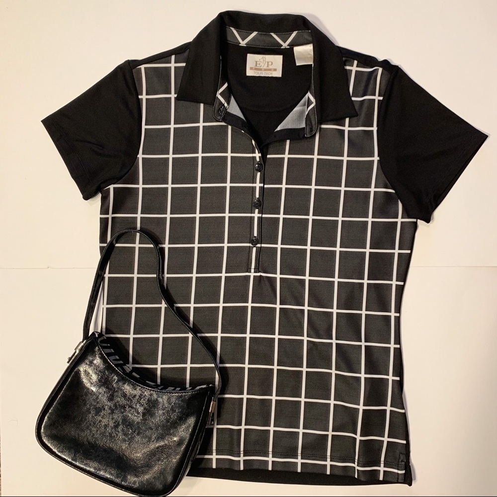 Black and white collared shirt